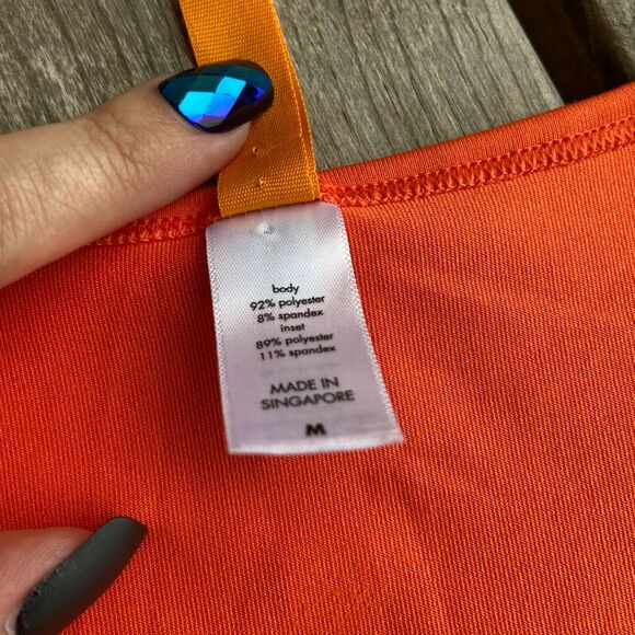 lucy Womens Tee Size M Orange Athletic Shirt Top Short Sleeves Solid Reflective - Picture 8 of 8